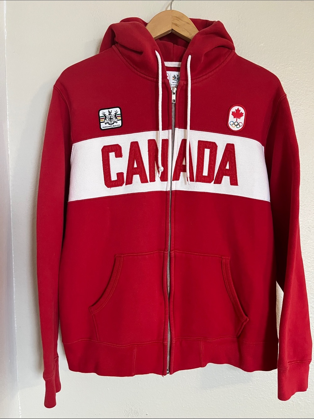 Canada Olymipic Team Hoodie Full Zip Sweatshirt Red Hudson Bay